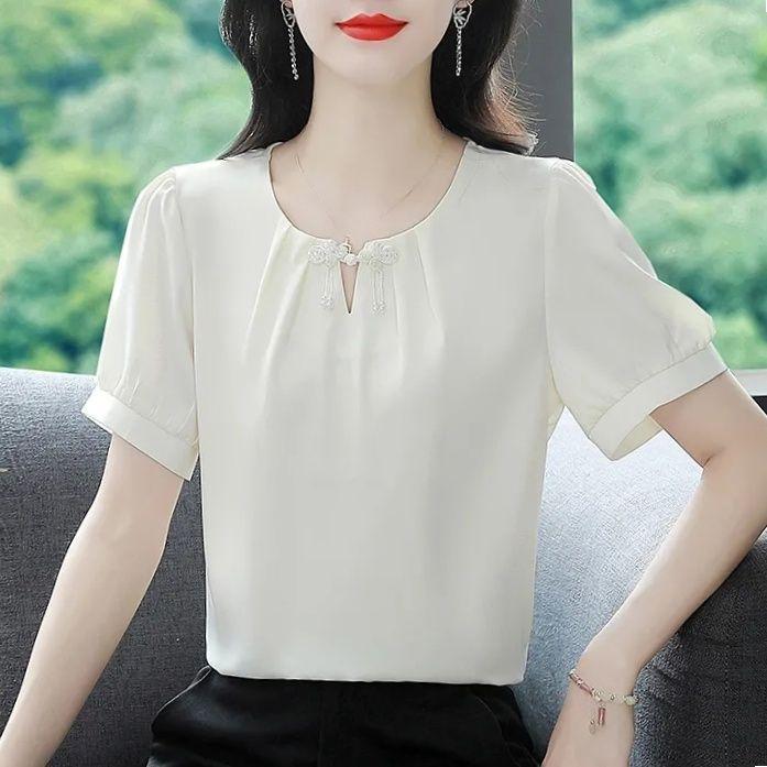 

Сладкая шифоновая блузка для женщин, корейские женские топы и блузки с короткими рукавами, кардиган, весна-лето 3XL абрикосовый