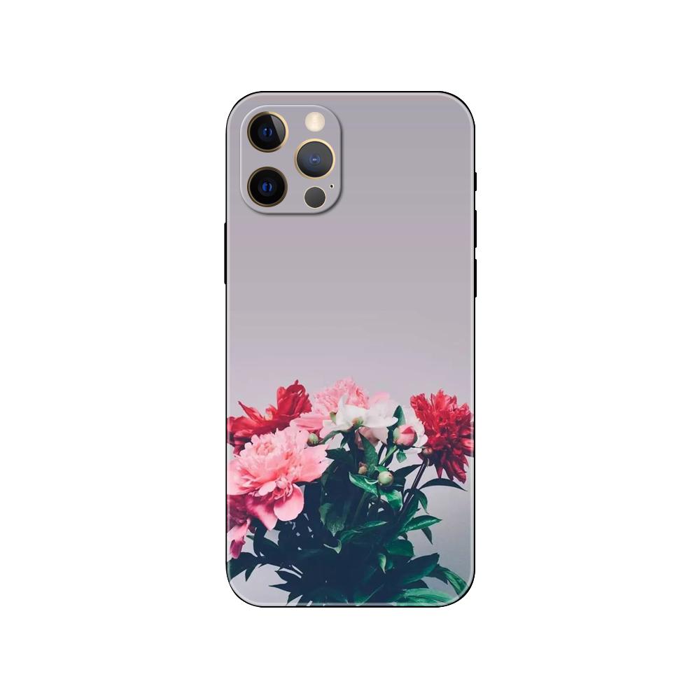Pink Flower Peony phone case for iphone 5 5s 2020se 6 6s 7 8 plus x 10 XR XS 11 12 13 mini pro MAX black tpu back cover