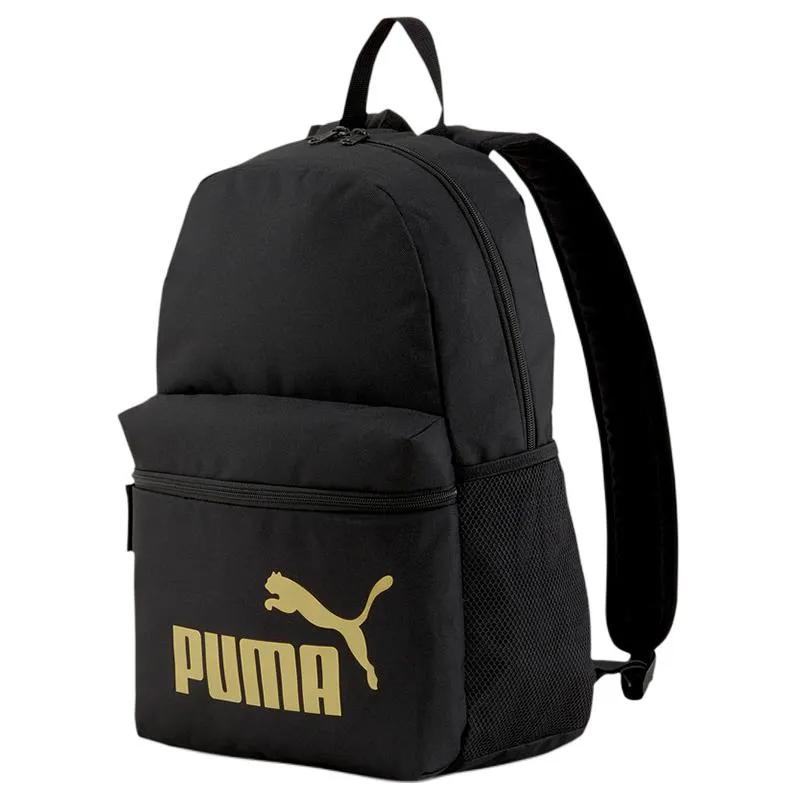 PUMA Fabric Backpack Unisex Black Gold (Unisex) Backpacks 075487 49