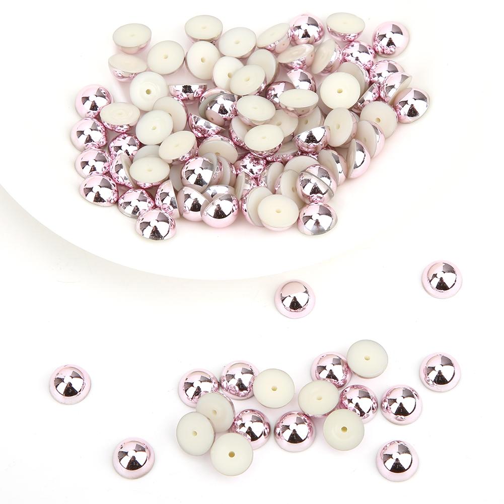 100pcs Semi Circular Pearl Beads Rivets Kit for Clothes Bags DIY Decoration Accessories(Purple )