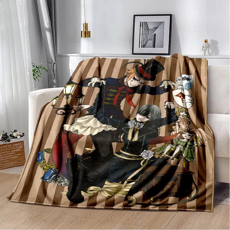 שמיכת קריקטורה אנימה תלת מימדית בלאק באטלר, שמיכת פליז רכה לבית, לחדר שינה, למיטה, לספה, לפיקניק, לנסיעות, למשרד, לכיסוי מנוחה, שמיכת ילדים