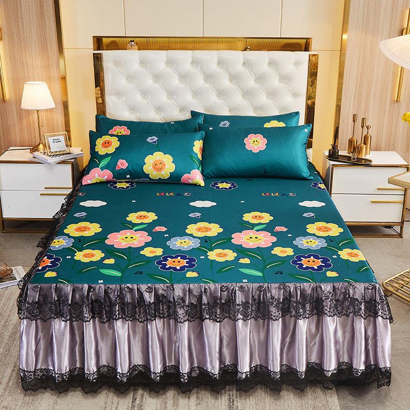 Sommerbettrock dreiteiliges Set 1,8 m Bett 1,5 m 1,2 m Bett zweiteiliges Set Spitzenbettrock cooles Bettlaken
