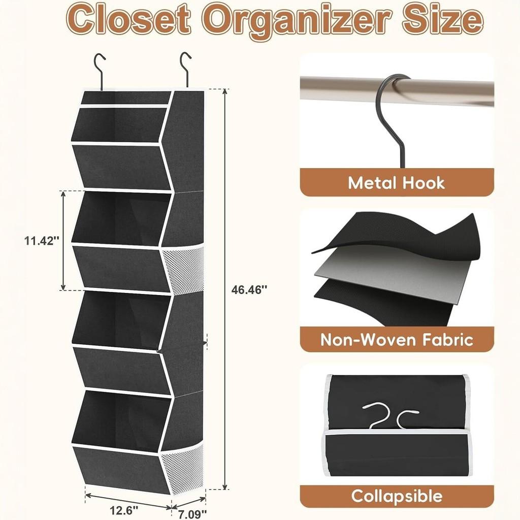 Modern Multicompartment Closet Hanging Bag With Large Capacity For Bedroom Storage And Shoes