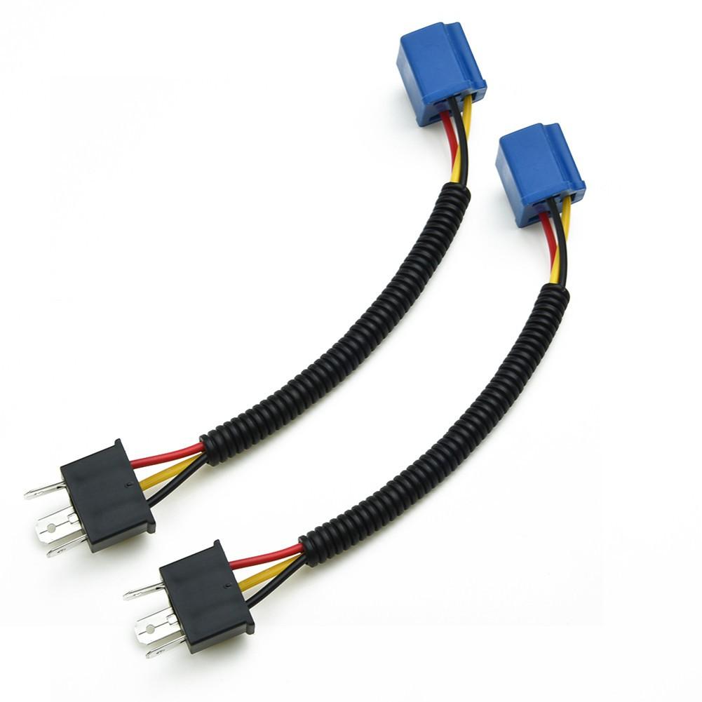 H4 Socket Connector Wiring Harness Blue+Black Plastic+Ceramic Male & Female