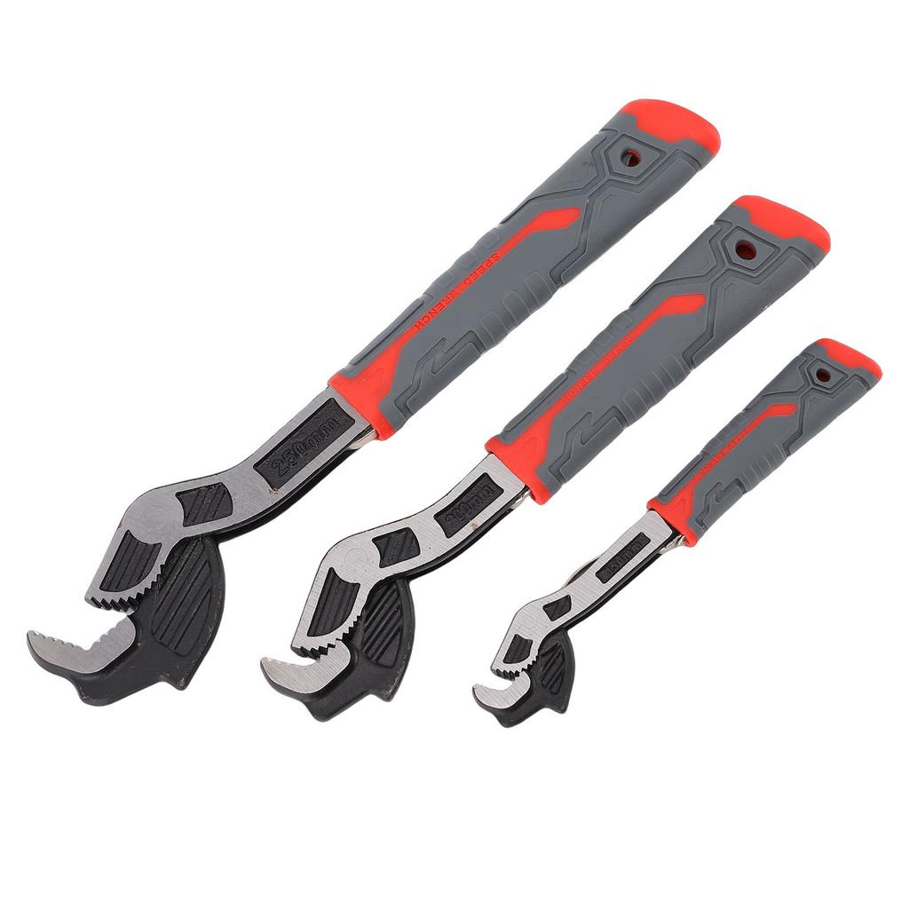 3 Pcs Pipe Wrench Set 6 8 10 Inch Self Locking Plumbing Wrench for 9 32in to 1 3 8in Pipes Screws Nuts