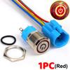 16mm Latching Push Button Switch LED Illuminated Waterproof 12V 24V Metal Round Power On Off Toggle Car Boat Marine Dash Wire
