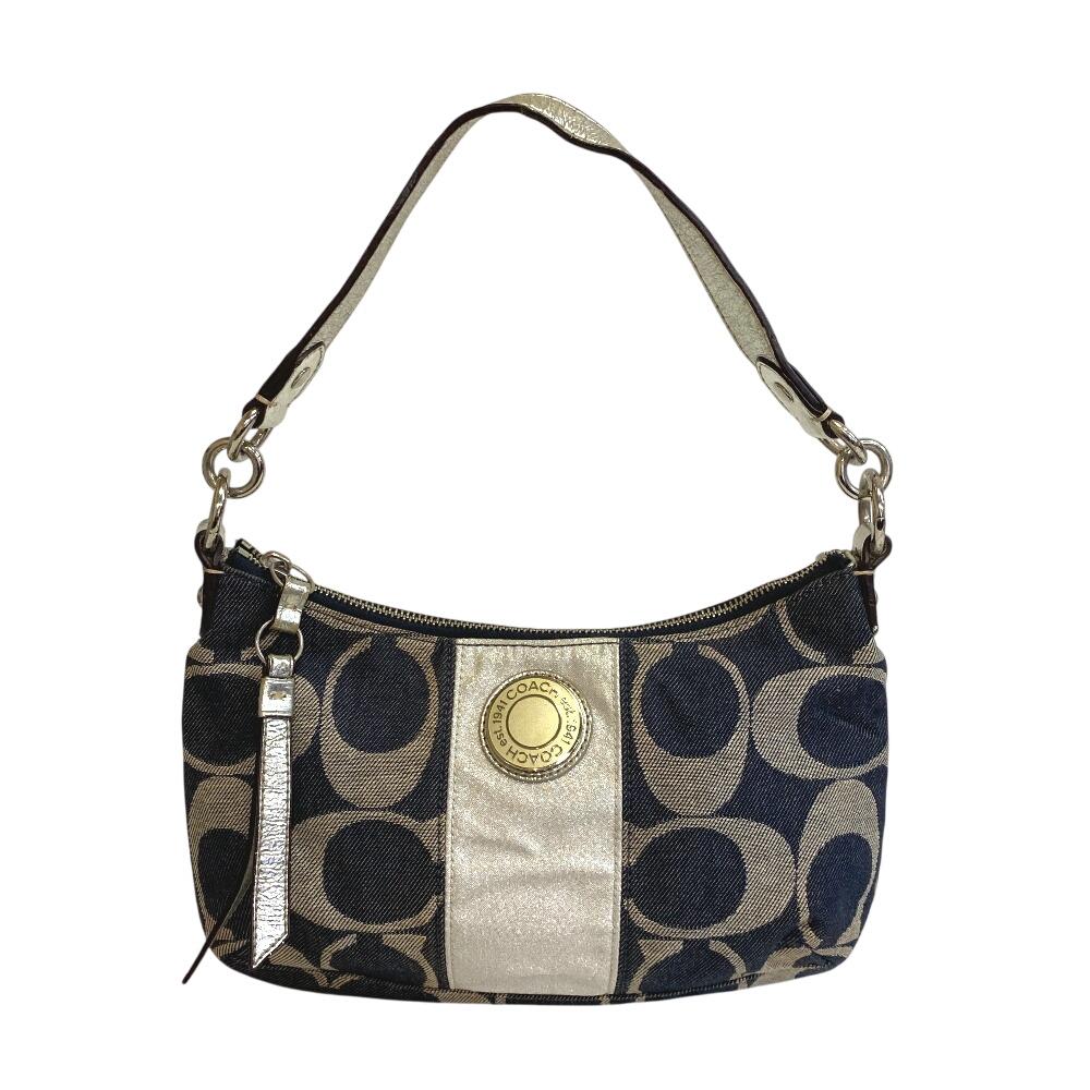 COACH F19694 Signature canvas Handbag Navy canvas Women Used