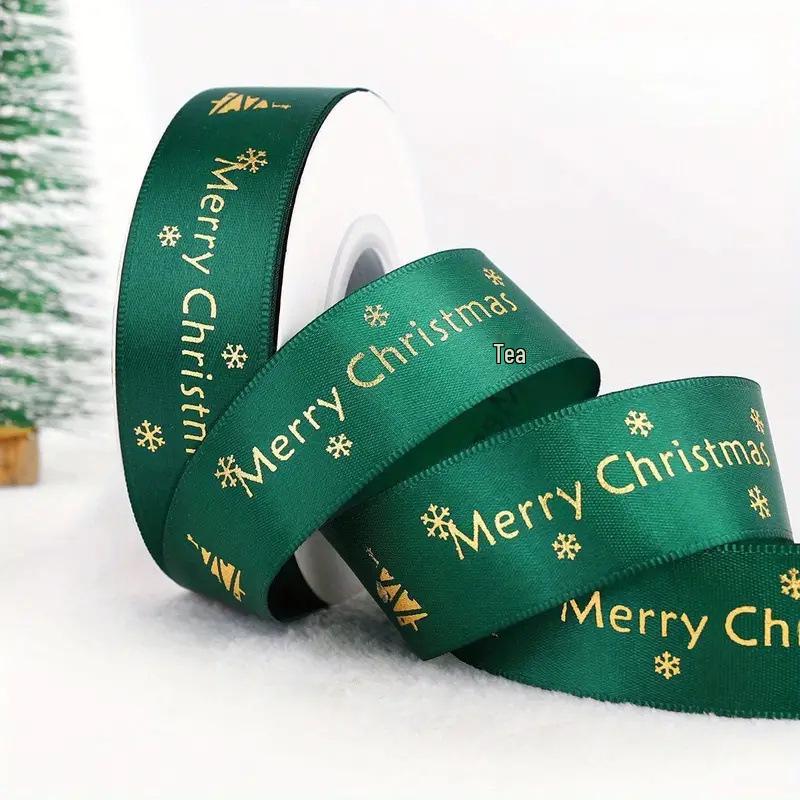 Christmas Ribbon: Colorful Glossy Satin with Hot Stamping - 2.5cm for Gift Packaging & Party Decor