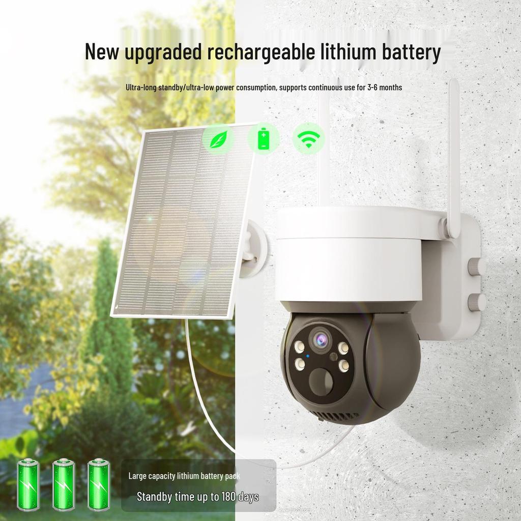 Solar-Powered Outdoor 360° WiFi Security Camera with Mobile Remote Access