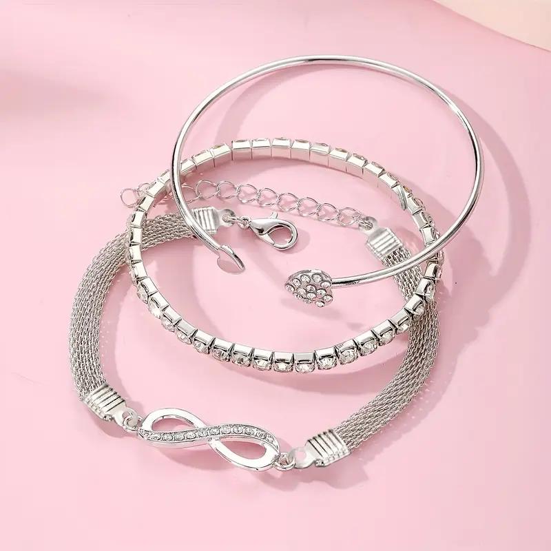 3 stuks/Set Vintage Kristal Strass Hart Armbanden voor Vrouwen Mode Geometrisch Verstelbaar Oneindigheid Manchet Armband Sieraden Cadeaus