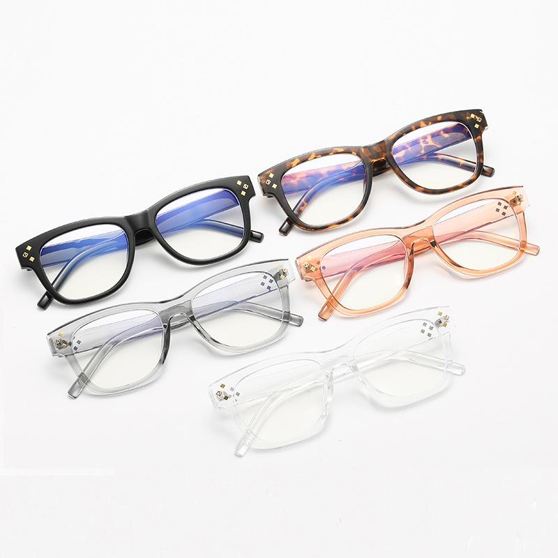 66019 Square Rice Nail Glasses Frame Unisex 2024 Korean Version Tide Thin Plain Anti-Blue Flat Mirror