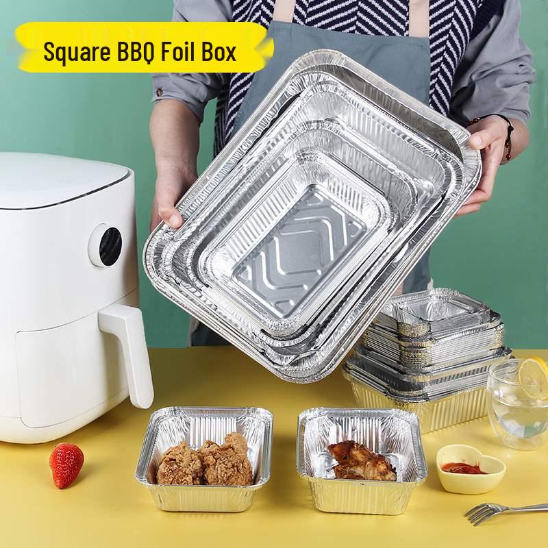 Aluminum Foil Square Baking & Grilling Bowl - Disposable Takeout Box
