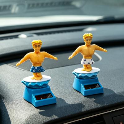 Surfer Boy Solar Car Nodding Toy Cartoon Bobblehead for Dashboard Auto Swing Shaking