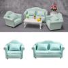 Living Room Sofa Set 1/12 Scale Wooden Base Cloth Covered Mini Furniture for Doll House Accessories and Collectibles