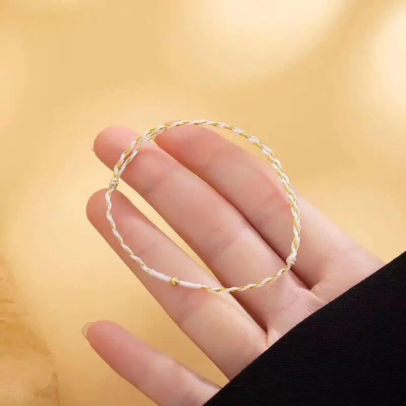 

Ручной плетеный крошечный браслет, тонкий браслет с наложением, женский красочный браслет на удачу, подарок лучшим друзьям, аксессуар для браслета 1pcs