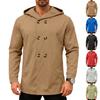 Men's Double-Breasted Hooded Trench Coat Casual Loose Fit Mid-Length Fall Winter Color Overcoat