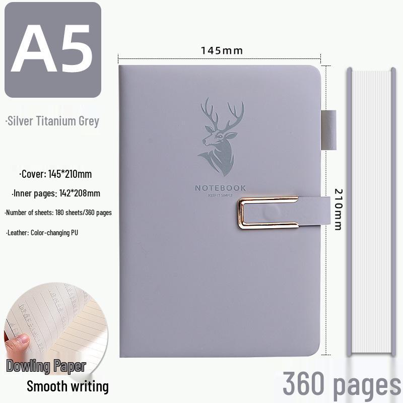A5 Business Office Notebook with Thickened Pages and Simple Buckle, Ideal for Meetings, Record Keeping, Custom Logo Printable