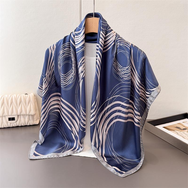 

Geometric Abstract Imitation Silk High-End Printing Large Square Scarf Silk Scarf Shawl Headscarf Neck Protection Scarf Decorative Women S Scarf 90*90cm