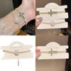 Elegant Zircon And Artificial Pearl Chunky Bracelet With Geometric Style For Ladies