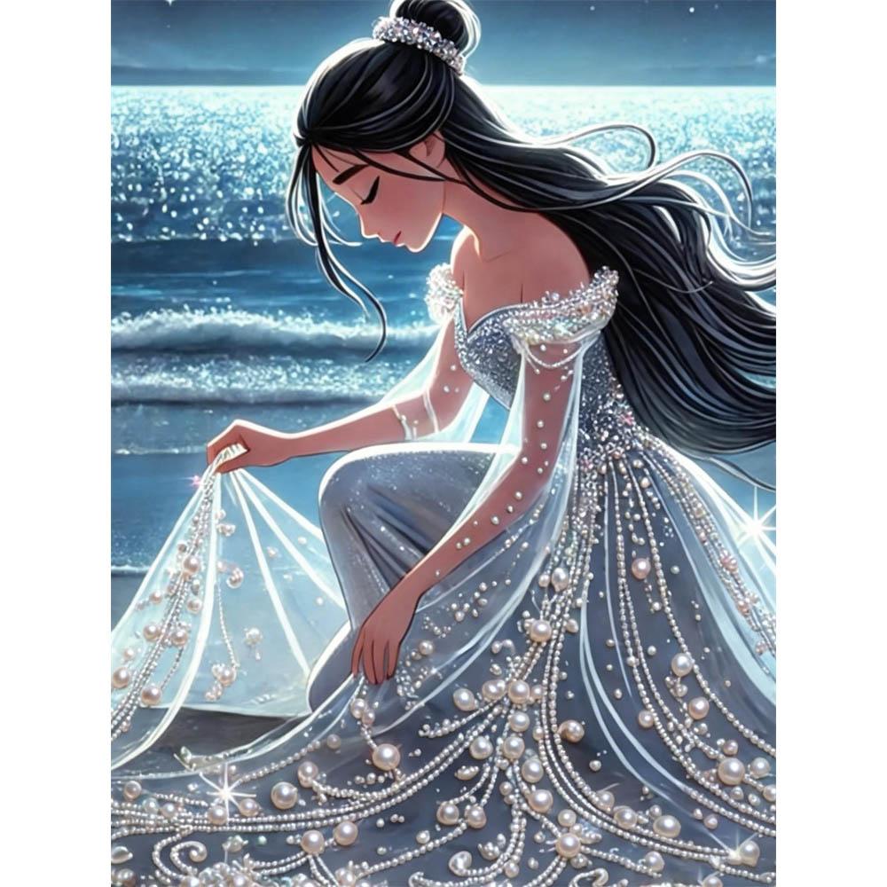 

Disney Pearl Painting Seaside Pearl Princess Creative Art 5D Pearl Embroidery Cross Stitch Kit Handmade DIY Home and Room Decor Gift 35x45cm