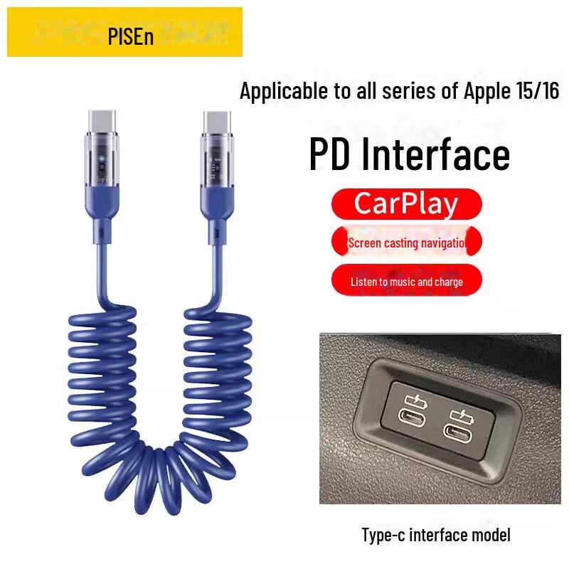 PISEN Pružinový kabel 3v1 pro rychlé nabíjení pro Apple & Huawei