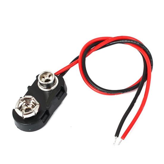 15cm Double Wires Lead Press Buckle I Type 9V Battery Clip Connector Plug Holder