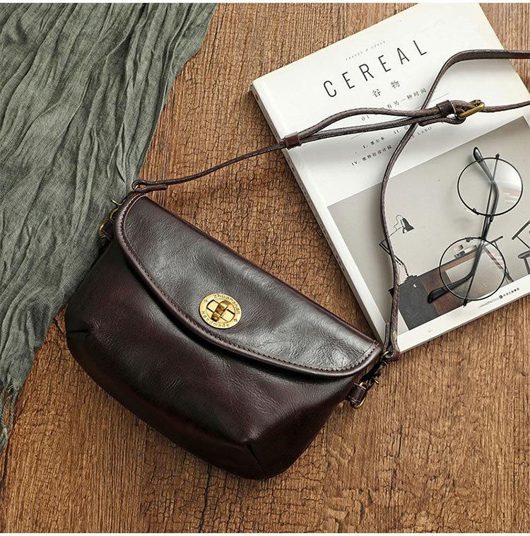 

Johnature Genuine Leather Women Shoulder Bags Retro Solid Color Soft Real Cowhide Versatile Small Crossbody Bag кавовий