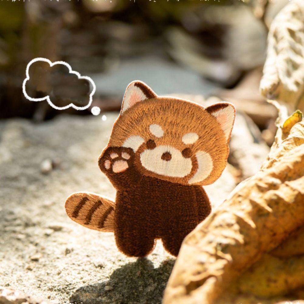 Clothing Accesories Lesser Panda Red Panda Patches Self-adhesive Cartoon Clothes Appliques Cute DIY Clothes Sticker Hairclip