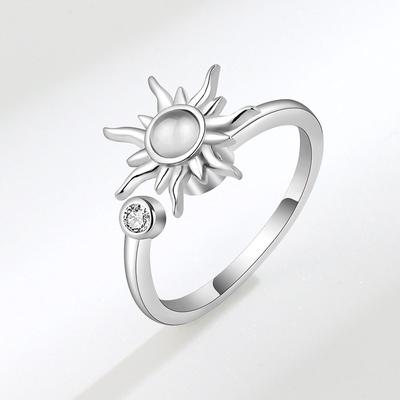 925 Sterling Zilveren Zonnebloem Spinner Ring Voor Vrouwen Verstelbare Ringen Mode Feest Bruiloft Cadeau Vinger Ring Jz511