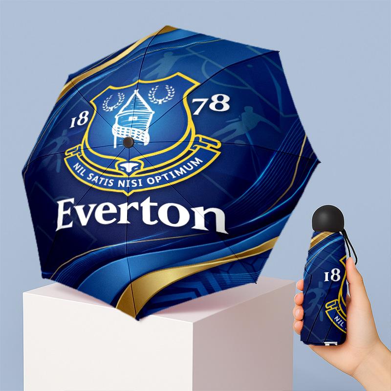 Everton Football Pattern Printed Mini 5 Folds 8 Ribs Compact Umbrella Windproof Waterproof Lightweight Portable Folding