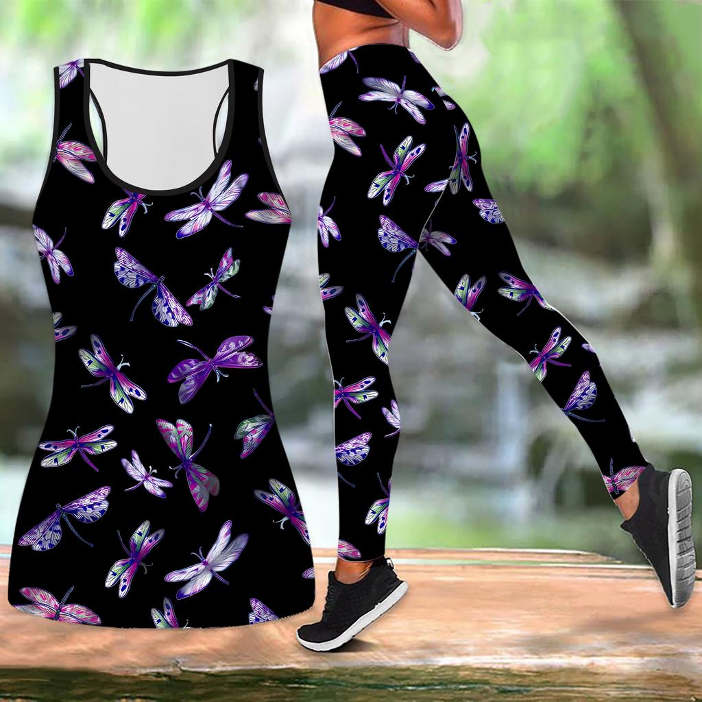 Long Tailed Butterfly Print Yoga Outfit for Women Fashion Workout Leggings Fitness Sports Casual Yoga Set Sports Suit