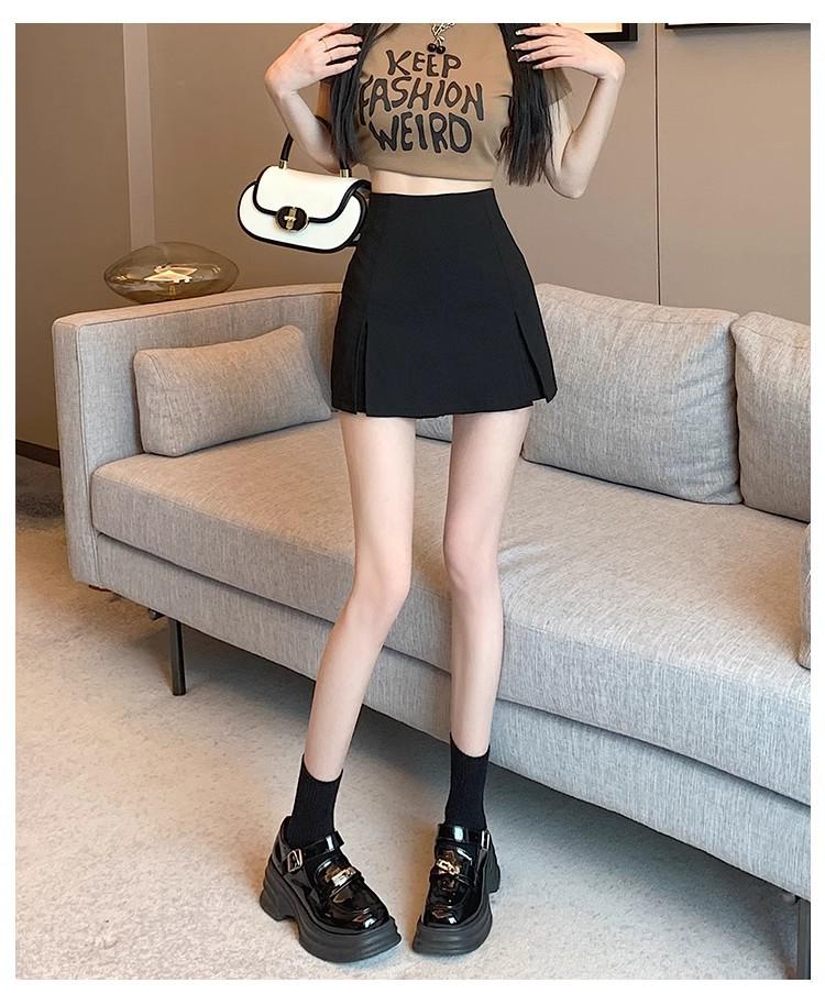 2024 Spring/Summer Black High-Waist Slimming Slit Bodycon Midi Skirt for Women