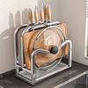 1pc Stainless Steel Knife Holder Kitchen Pot Lid Storage Rack Cutting Board Shelf Household Draining Rack Kitchens Accessories