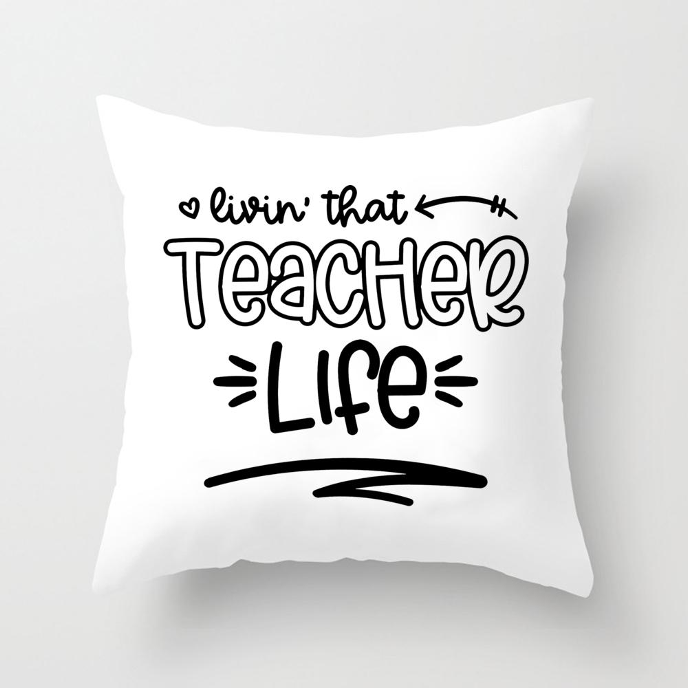 Teacher Life&Teacher Love Inspire Square Pillow Case Teacher's Day Gift Pillow Case Cushion Cover Bedroom Party Decoration