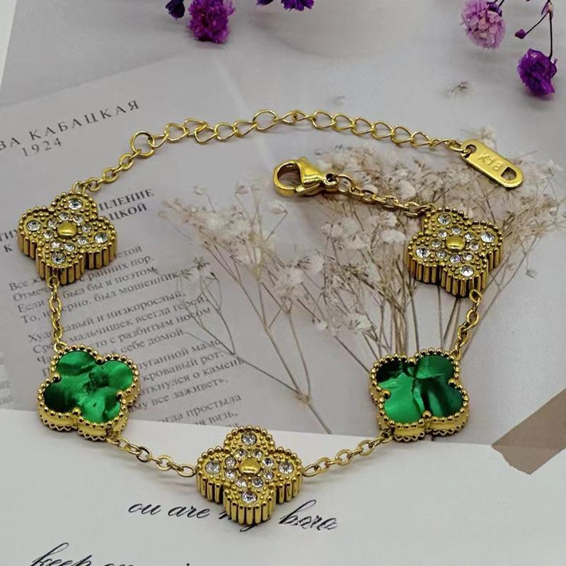 New Shiny Four-leaf Clover Bracelet Five-flower Fashion Sense Hand Jewelry Simple Jewelry