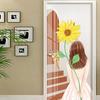 Sunflower Door Stickers Retro Decorative Sticker Self-adhesive Waterproof Colorful Pattern Wallpaper Mural Apartment Decor