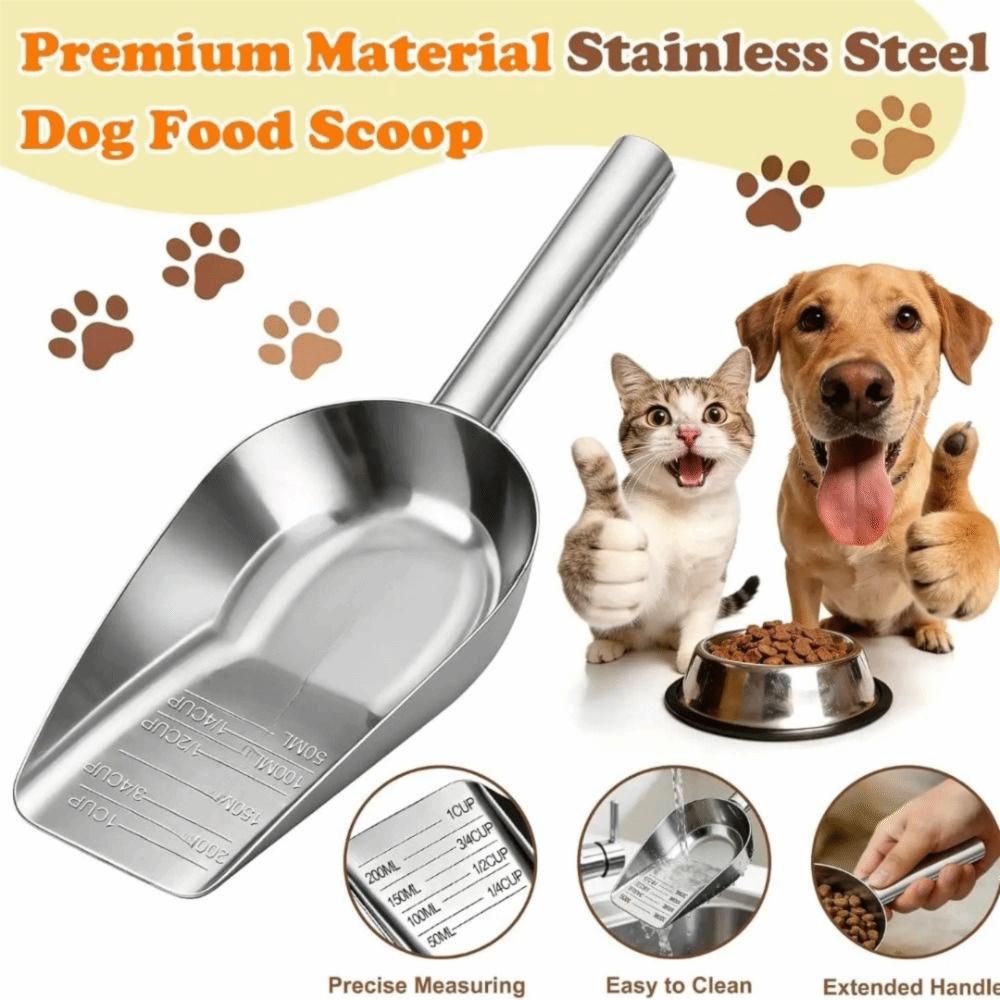Stainless Steel Food Measuring Cup Ergonomic Handle Ice Scoop High-Quality Pet Food Scoop Candy