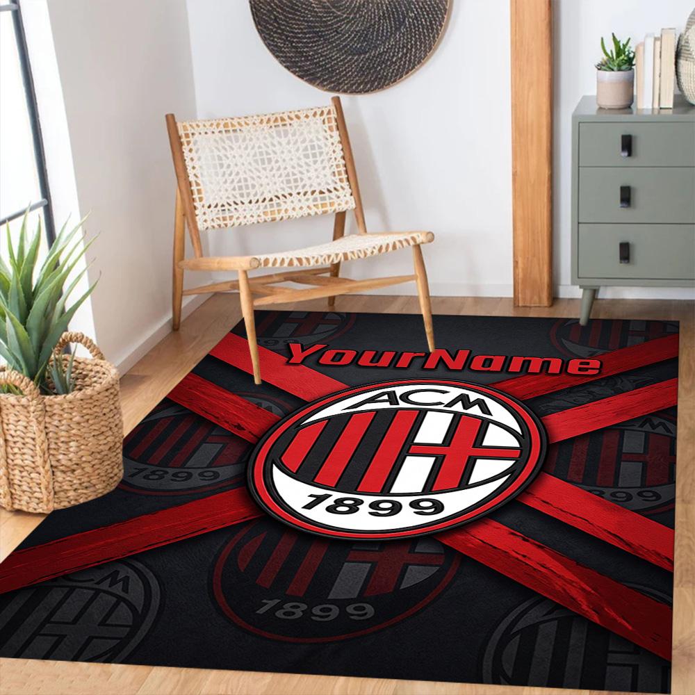 Ac Milan Personalized Text Area Rug Suitable for Decorate room Dormitory Game Room Bedrooms Antislip Carpet Anime Office Decor Wedding Party Gift
