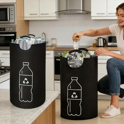 Laundry Bag Folding Recycling Bin for Books and Clothes Storage, Foldable Storage Box - Vehicle Canvas Folding Recycling Bin