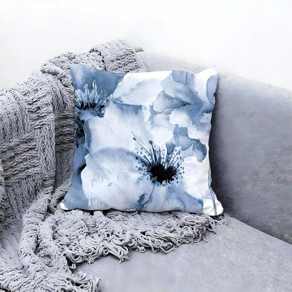 Painted Blue Print Creative Cushion Cover Premium Comfort Reversible Pillow Cove -Two in One Design for Any Room & Car Interior