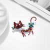 Vintage Pearl Cartoon Cat Enamel Brooch for Women - High-End Corsage Pin