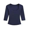 Spicy Girl U-neck Mid-Sleeve Slim-Fit Stretchy Top - Pure Desire Style (2026)