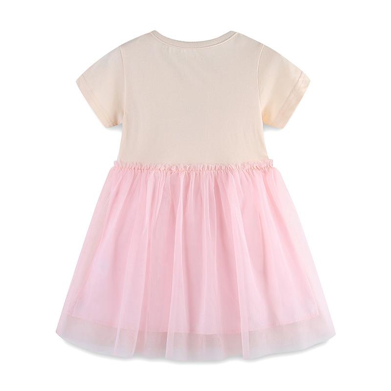 2024 Nové letní dívčí šaty Dětské oblečení Kreslené princeznovské šaty ze síťoviny Roztomilé gázové šaty pro batole