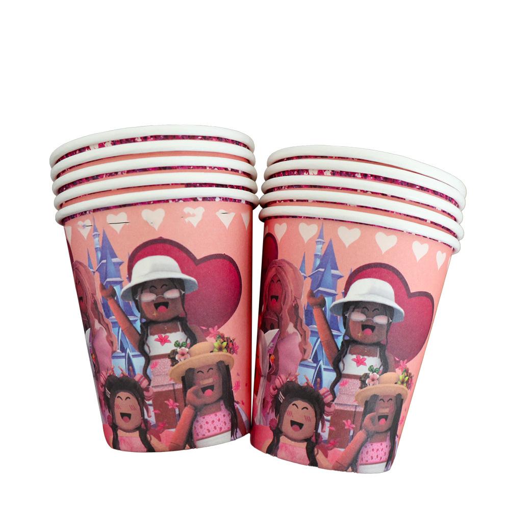 Pink Roblox Birthday Party Supplies Disposable Cutlery Paper Plates Paper Cups Paper Towels Girls Eco-Friendly Paper Products