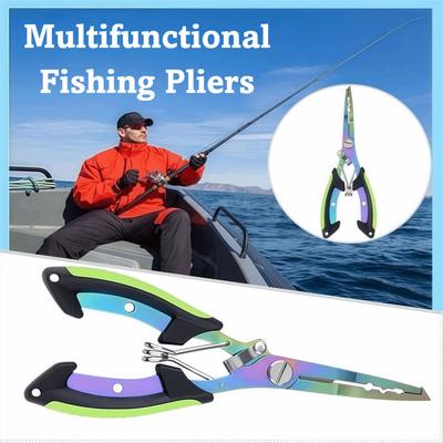 Multifunctional Fishing Needle Nose Pliers Lock Design Pocket Design Fishing Pliers Lightweight Stainless Steel Lure Pliers