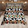 Homewish Brown Cow Print Duvet Cover Set, Rustic Farmhouse Lodge Cabin Comforter Cover Set, Bohemian Aztec Bed Set