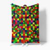 Geometric Pattern Blanket 60"x80" Vivid Color Block Throw Soft Fleece Bed Blanket Sofa Cover for Living Room Bedroom Decor