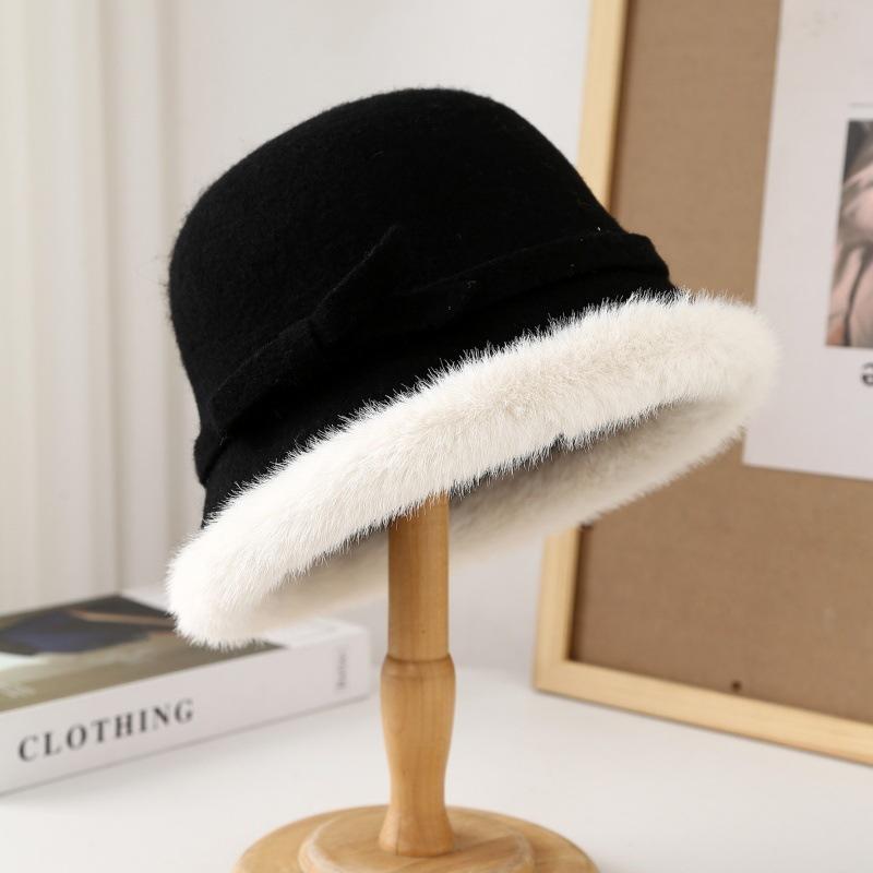 Fashion Plush Hat Women's Autumn and Winter Rough Edge Bucket Hat Thickened Warm Ear Protector Basin Hat Bucket Hat