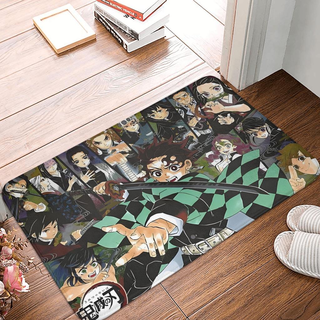 Demon Slayer Anime Doormat Anti-Slip Bath Kitchen Mat Garden Garage Door Floor Entrance Carpet Rug