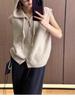 2026 Autumn Women's Fashion Hooded Sleeveless Knit Cardigan - Loose Sweet Batwing Vest